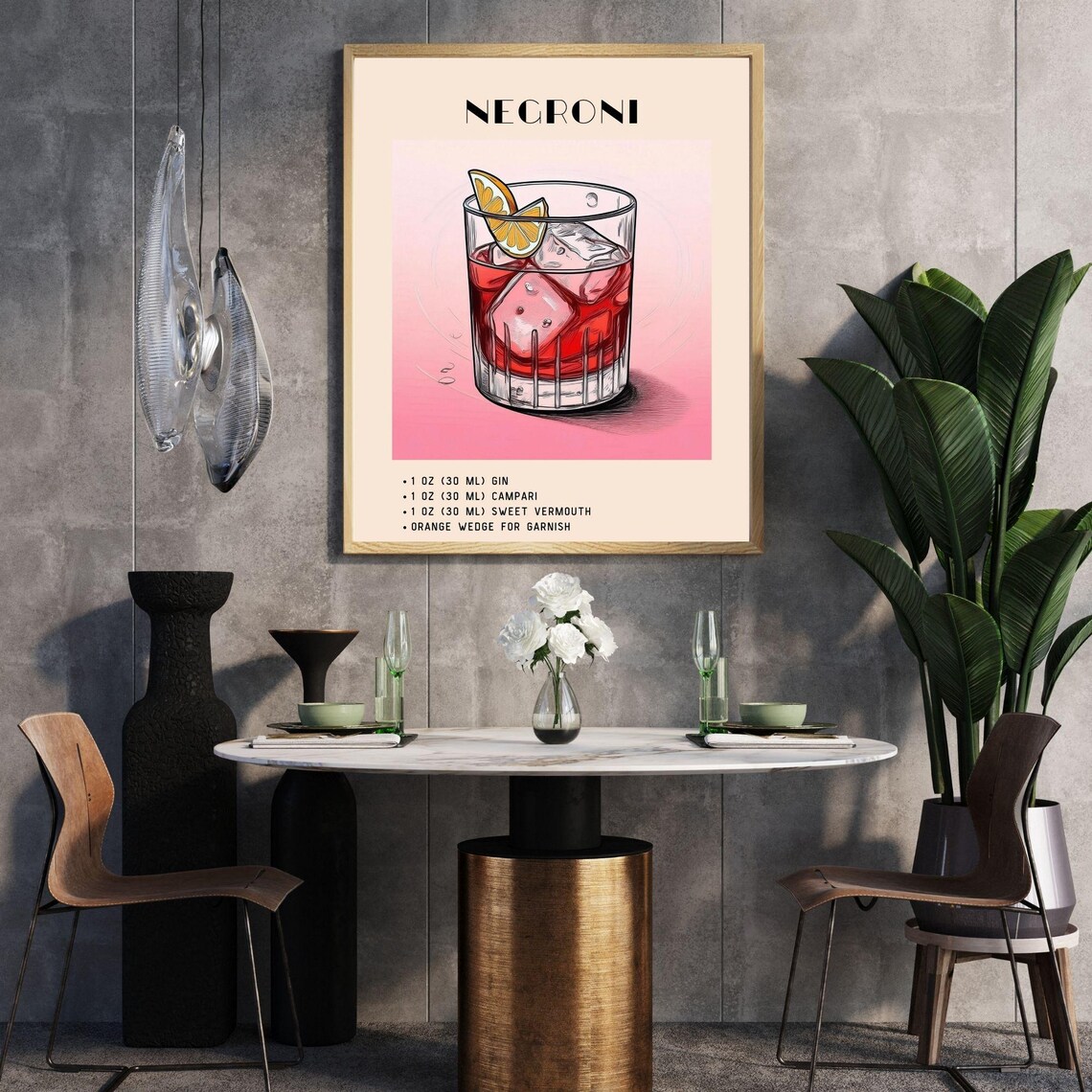 Negroni Cocktail Print, Minimalist Retro Vintage - Image 5