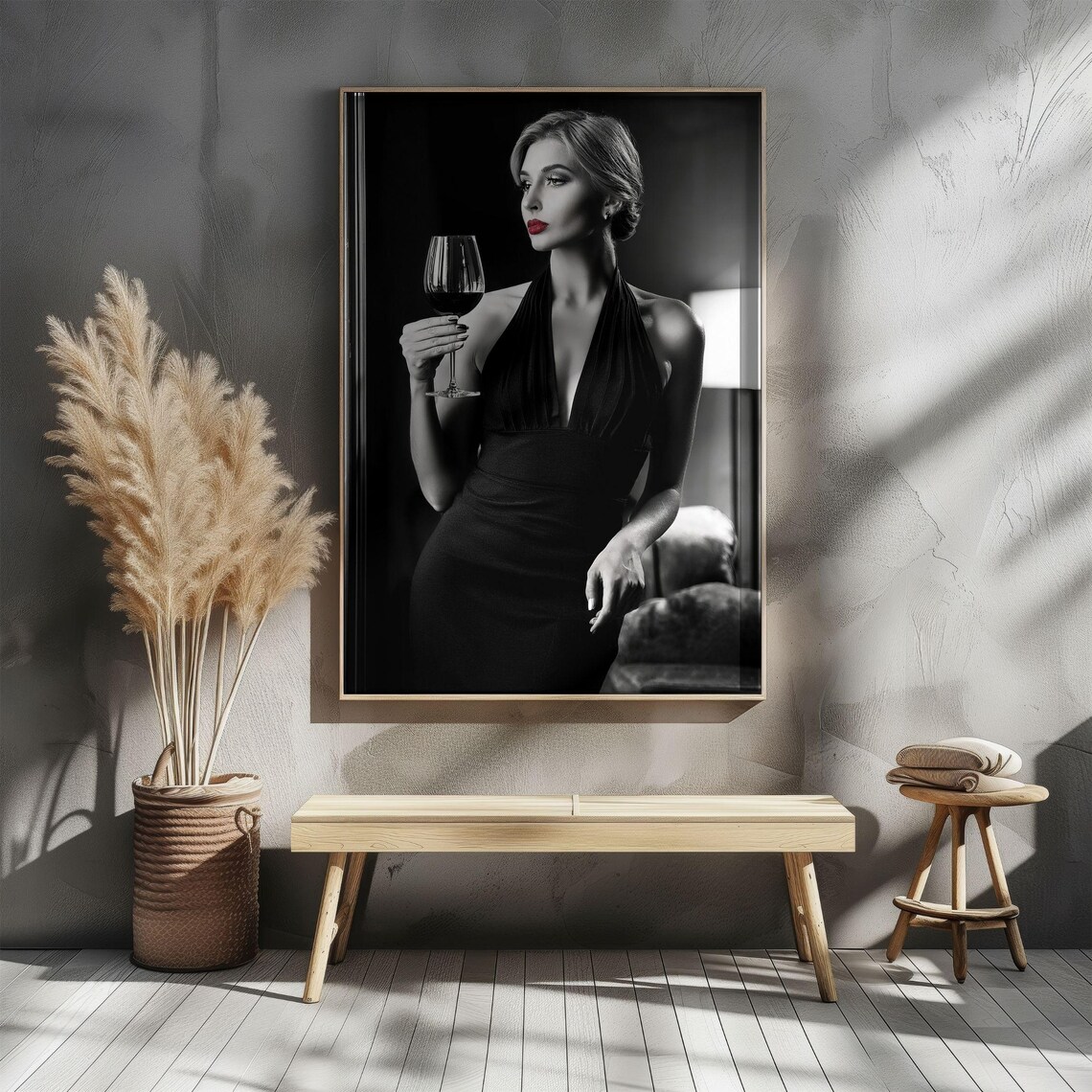 Woman Drinking Wine, Vintage Feminist Decor - Image 4