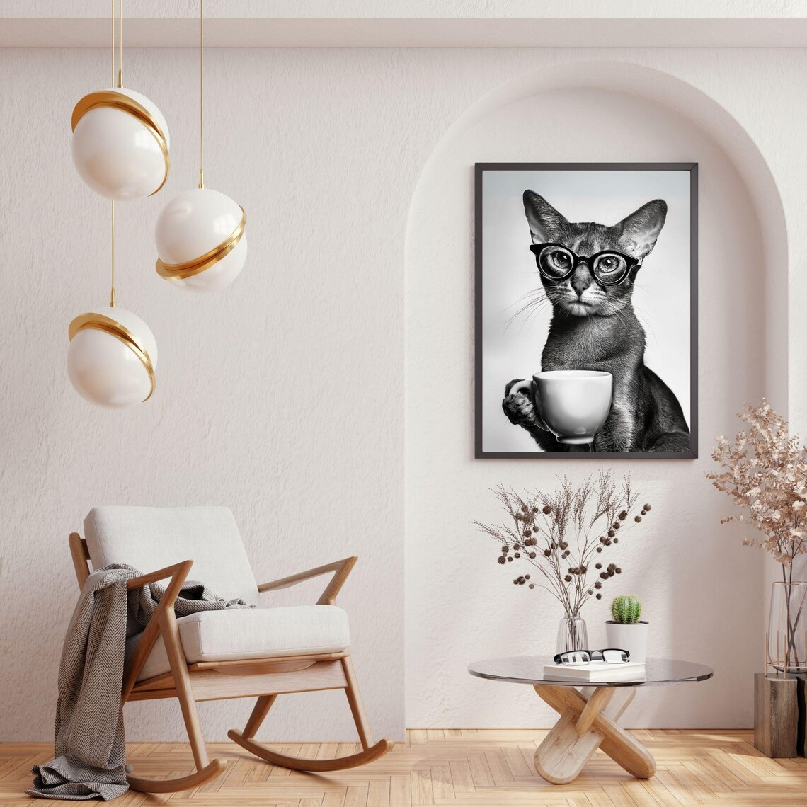 Abyssinian Drinking Coffee, Vintage Cat Poster - Image 3