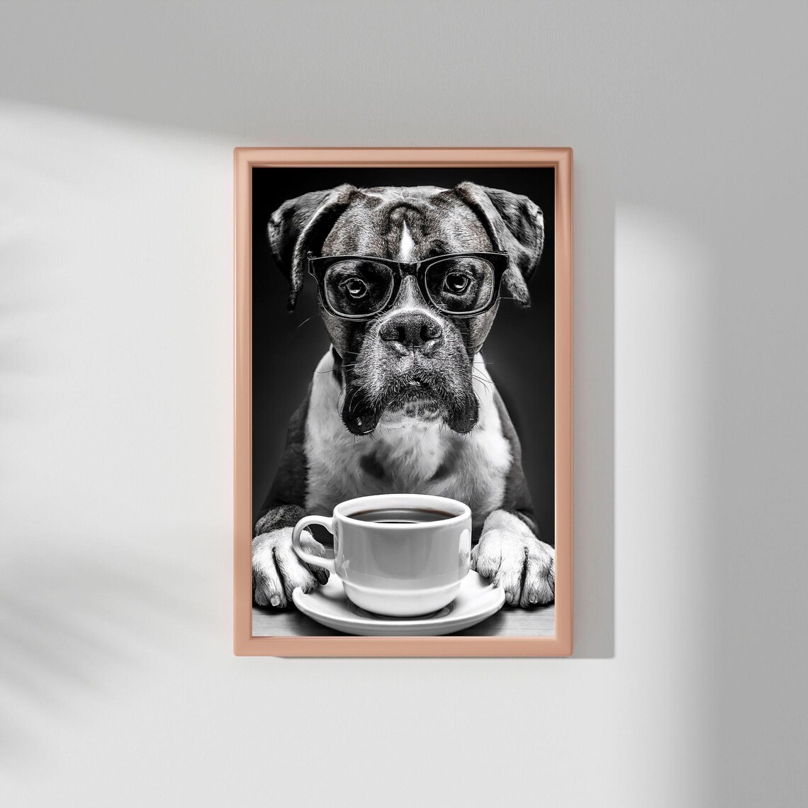Boxer Dog Drinking Coffee, Funny Kitchen Art Print - Image 4