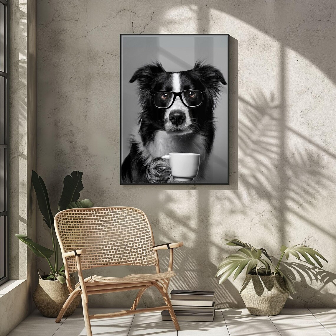 Border Collie Drinking Coffee, Funny Dog Poster - Image 5