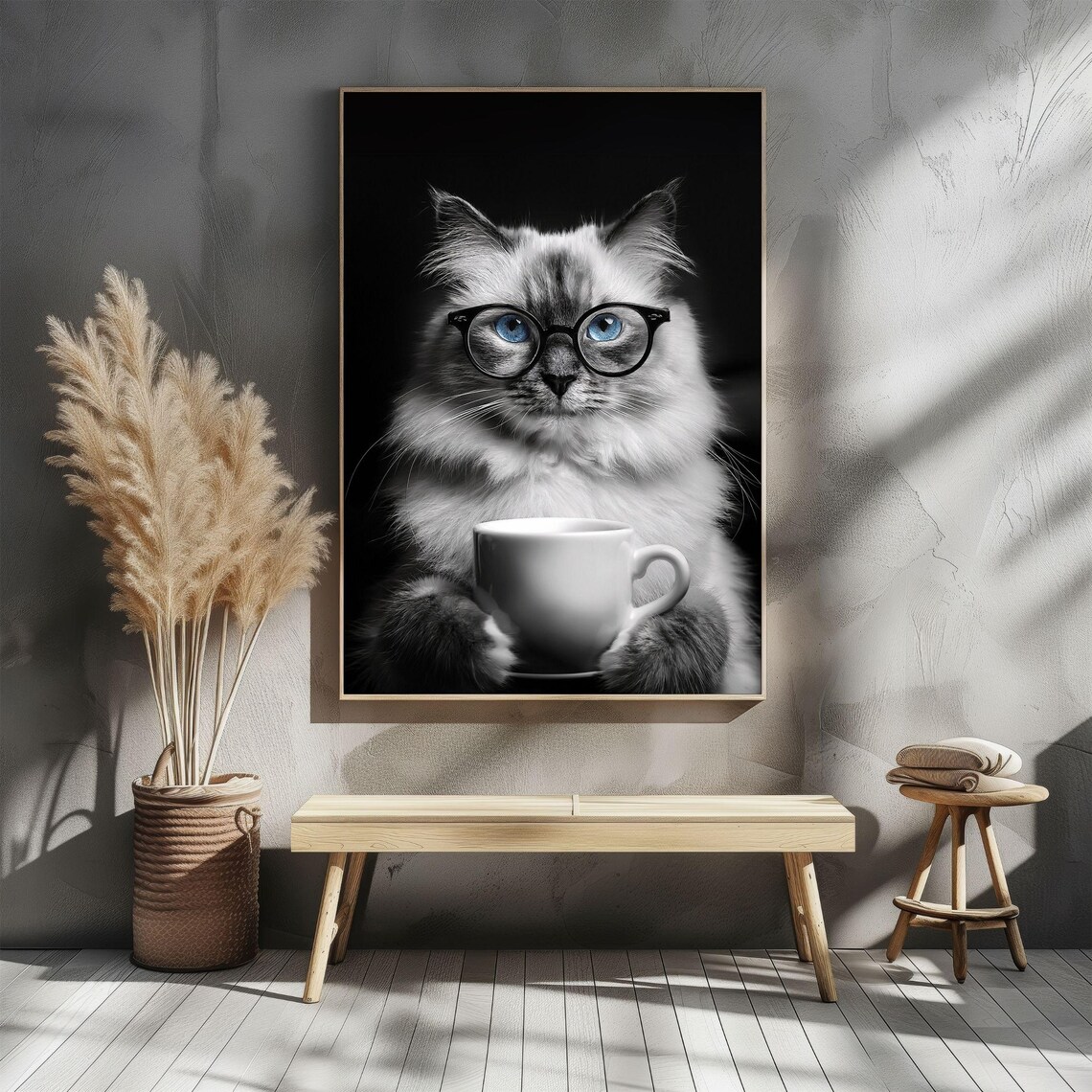Cat Drinking Coffee, Vintage Kitchen Wall Decor - Image 5