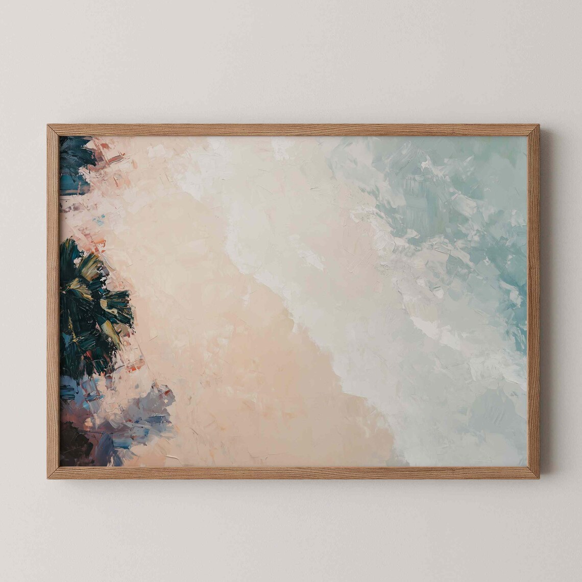 Pastel Abstract Beach Sand Sea Palm Shadows Aerial View Poster