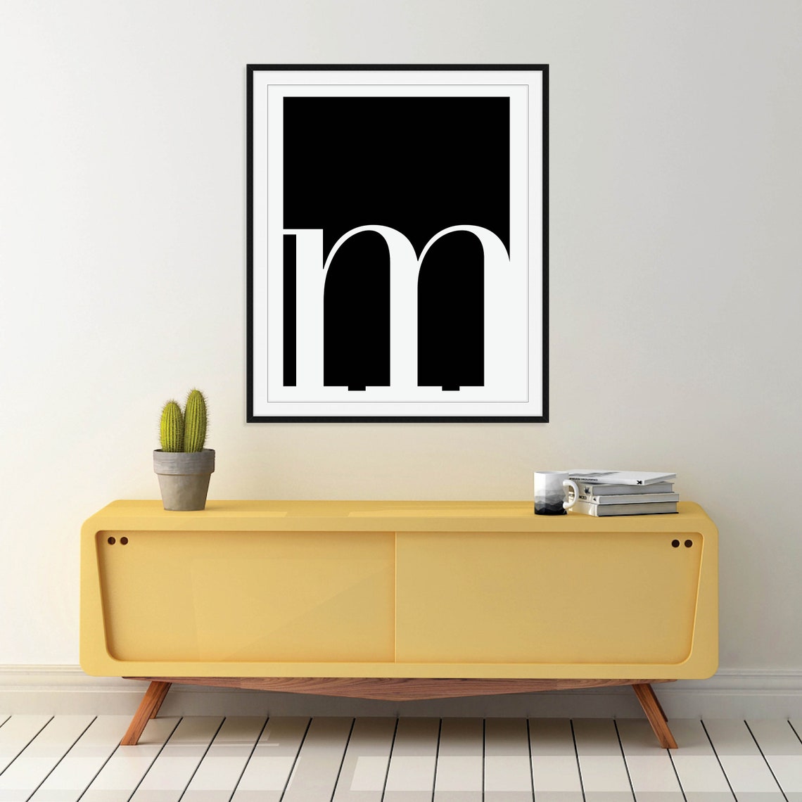 Lowercase Letter M Monogram Poster Black and White Nursery Decor - Image 2