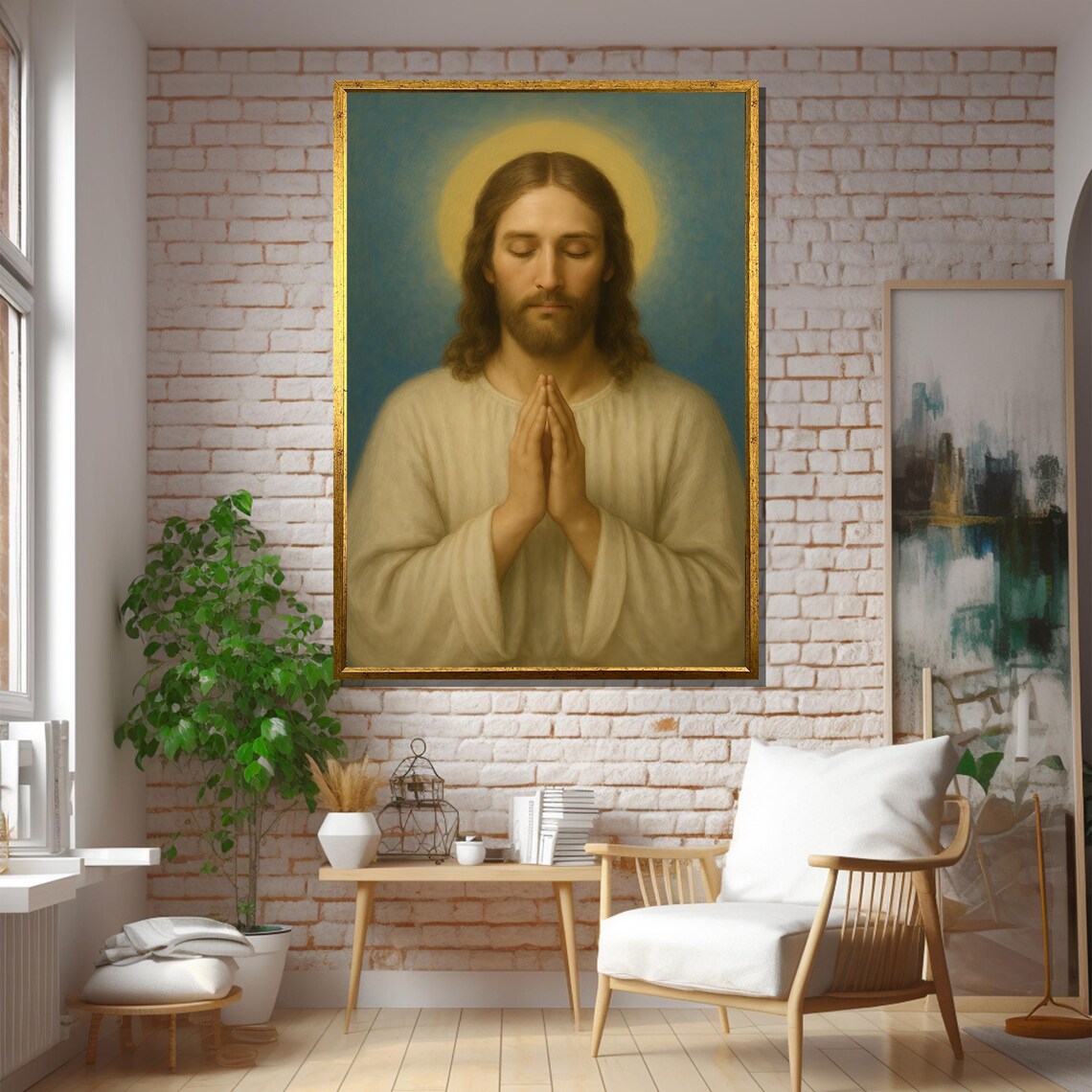 Serene Jesus Christ Painting, Peaceful Religious Wall Decor - Image 5