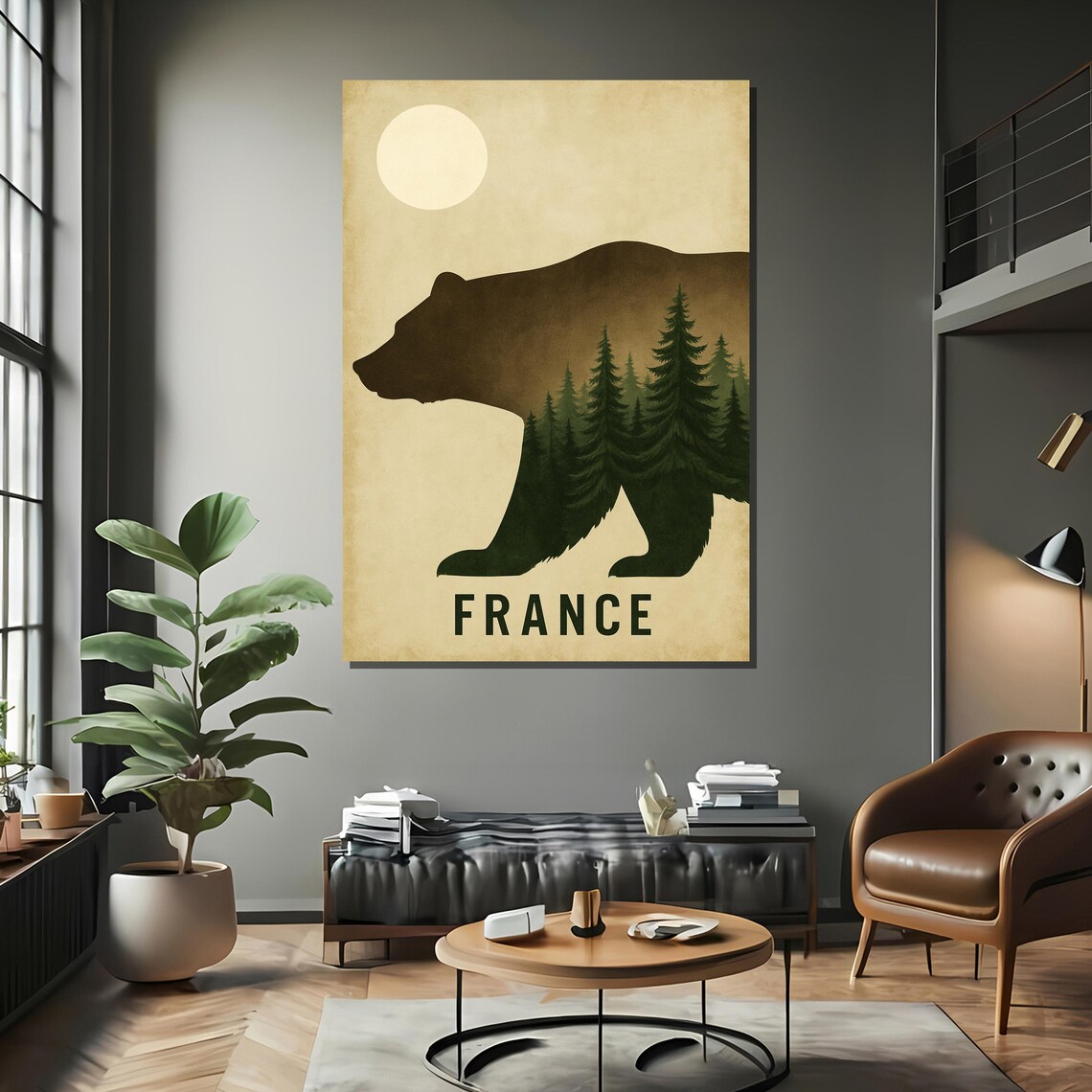 Retro Bear Forest France Travel Poster - Image 2