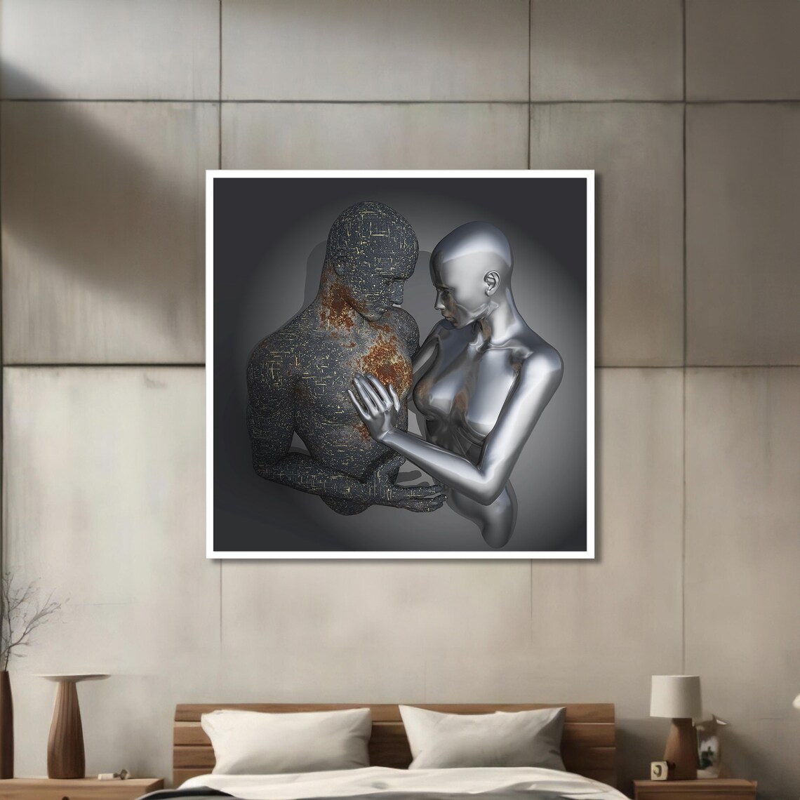 Modern Abstract Painting, Romantic Futuristic Design - Image 3