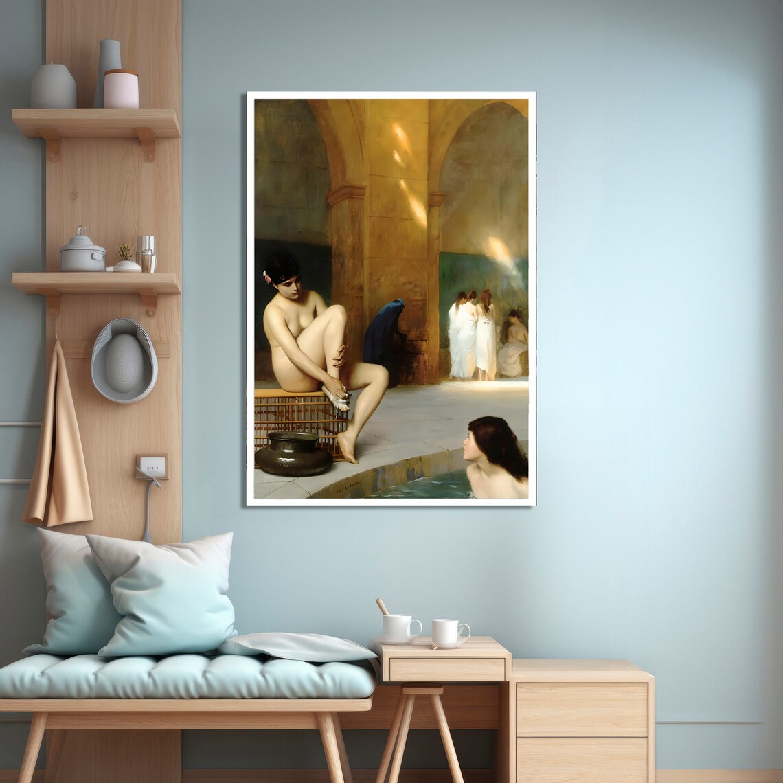 Elegant Ottoman Bathing Scene, Classic Decor - Image 4