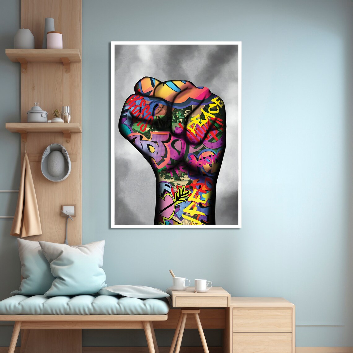 Graffiti Art Power Fist, Empowerment Decor - Image 4