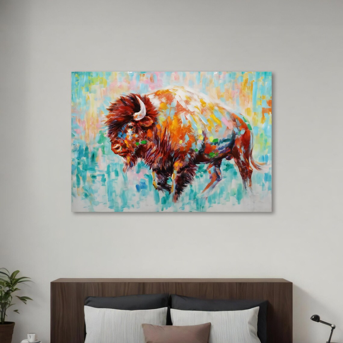 Vibrant Buffalo Painting, Modern Wildlife Decor - Image 4