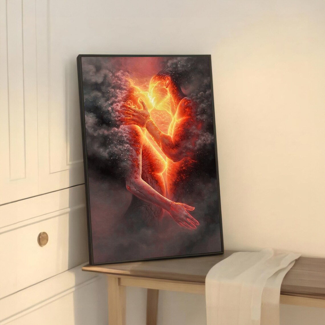 Fiery Embrace Abstract, Modern Home And Office Decor - Image 5