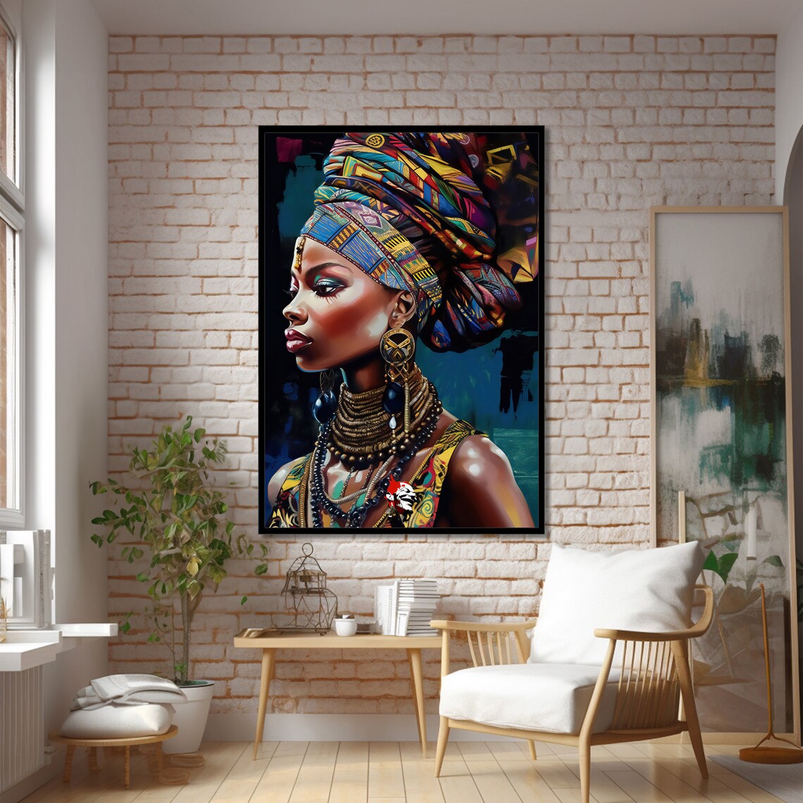 Elegant African Woman Pop Art Painting - Image 2