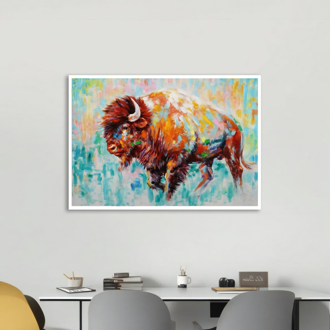 Vibrant Buffalo Painting, Modern Wildlife Decor - Image 5