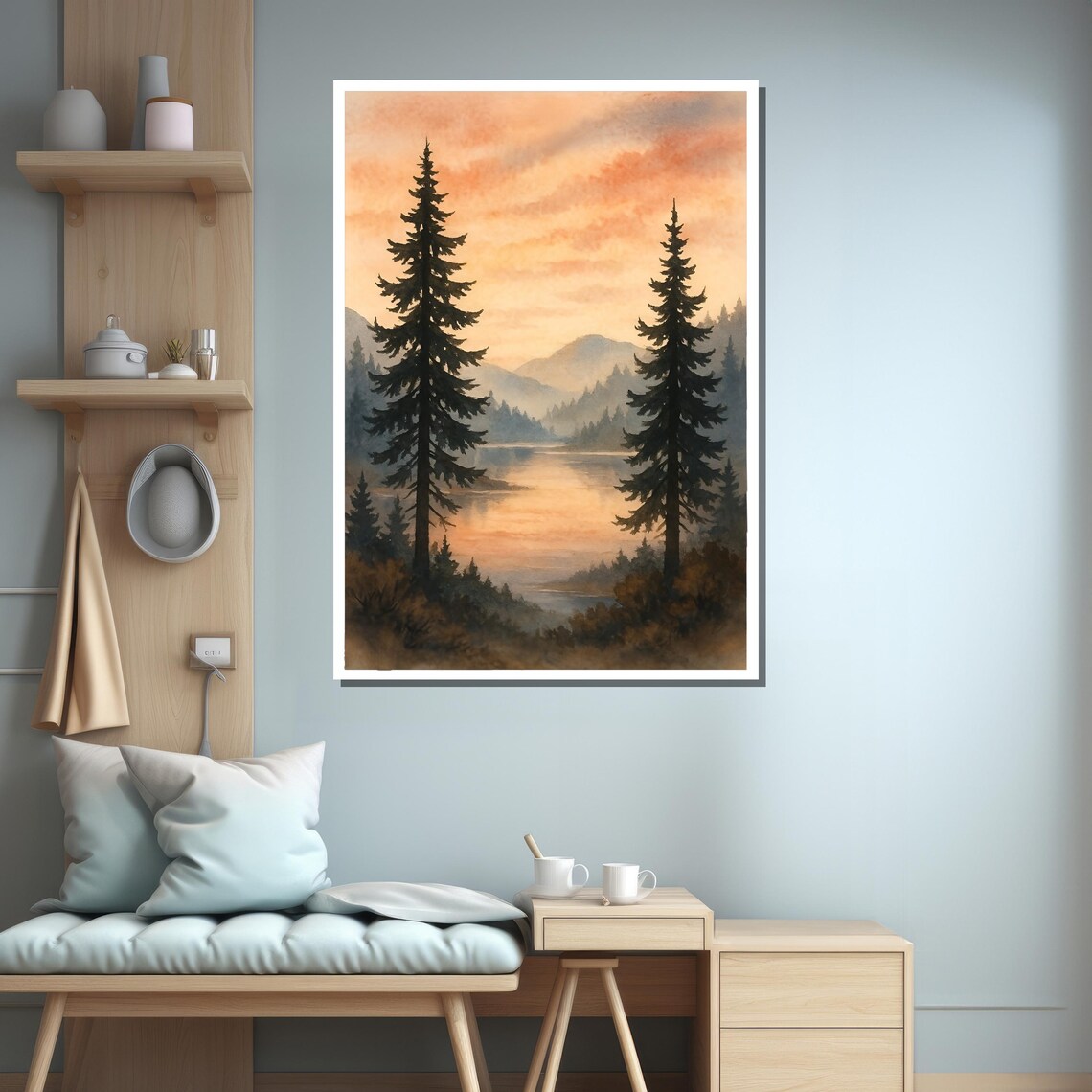 Peaceful Mountain Lake Painting, Serene Nature Art Print - Image 3