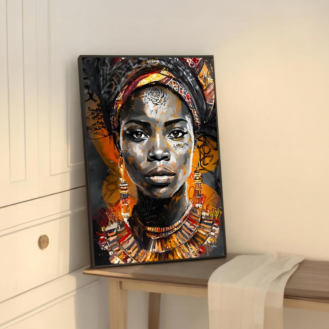 Dynamic African Ethnic Portrait, Cultural Elements Art Print - Image 5