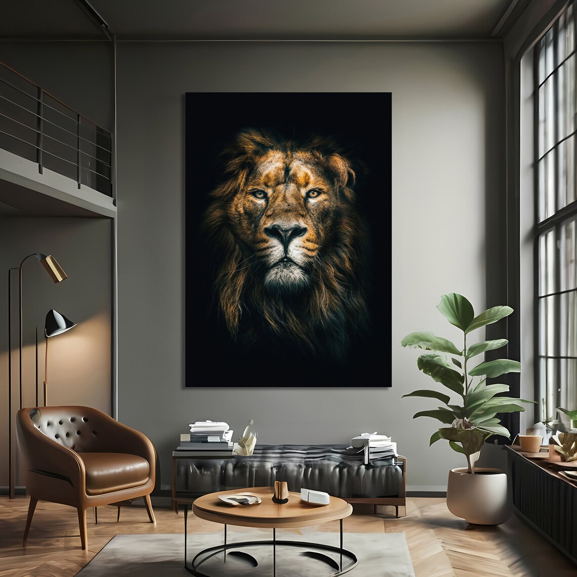 Majestic Lion Art Print, Bold Animal Painting - Image 3