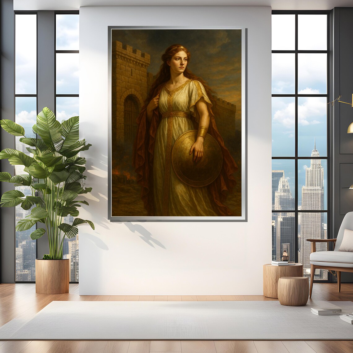 Heroic Woman By Castle Gate Art Print - Image 4