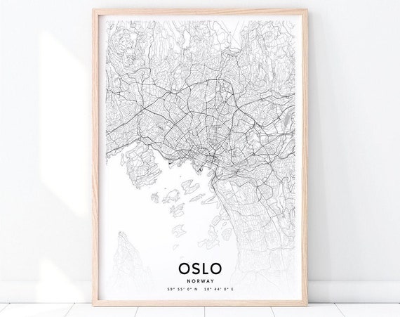 Oslo Map Print Urban Norway Art Poster City Street Road Modern Wall Home Office Decor