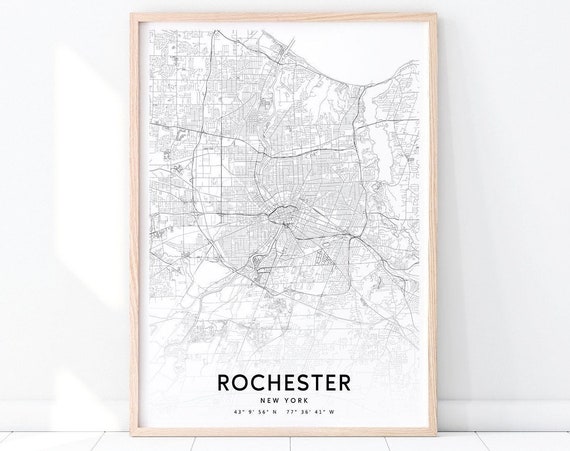 Rochester Map Print, New York Modern Travel Poster