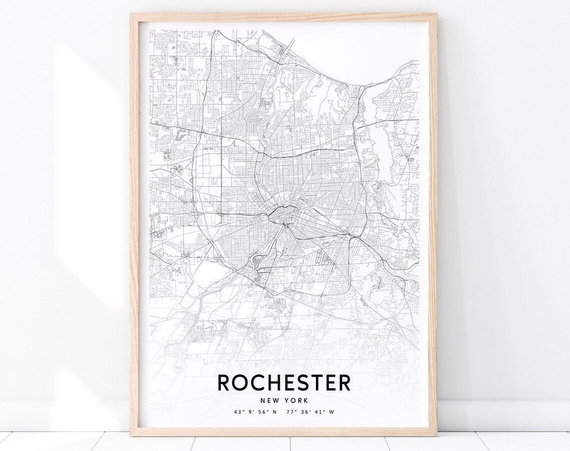Rochester Map Print, New York Modern Travel Poster