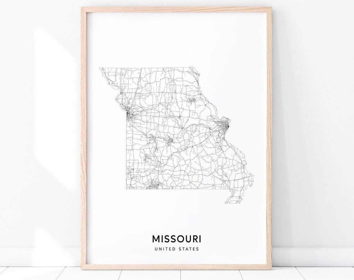 Missouri Map Print State Road Mo Usa United States Art Poster Modern Minimalist Office Decor Wall