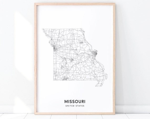 Missouri Map Print State Road Mo Usa United States Art Poster Modern Minimalist Office Decor Wall