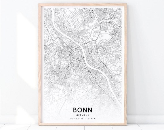 Bonn Map Print Germany Art Poster City Street Road Modern Wall Minimalist Gift Home Office Decor