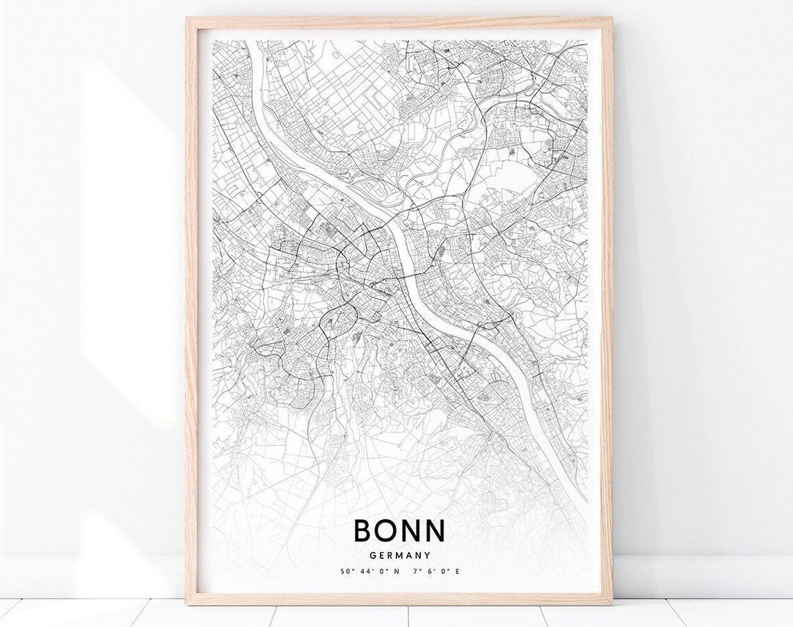 Bonn Germany Minimalist City Street Map Line Art Home Decor Poster