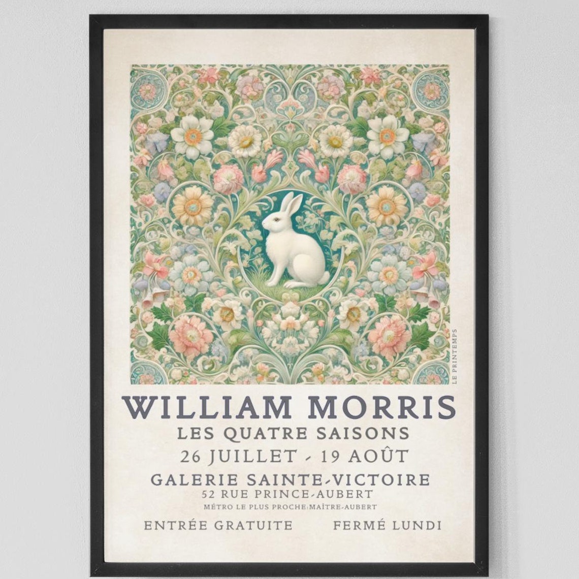William Morris Spring White Rabbit Floral Gallery Art Poster