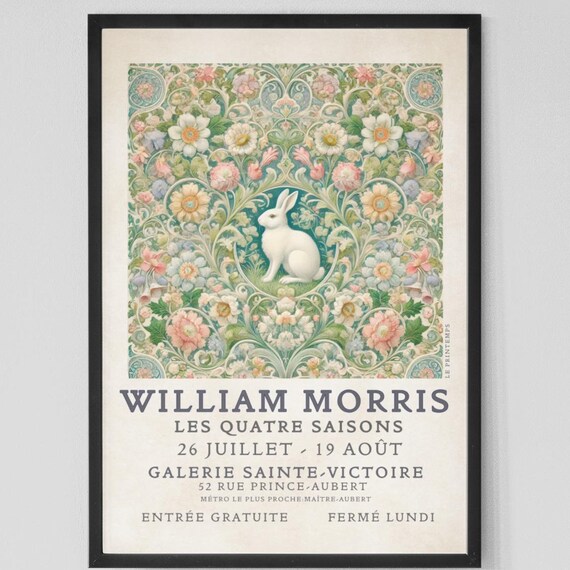 William Morris Spring White Rabbit Floral Gallery Art Poster