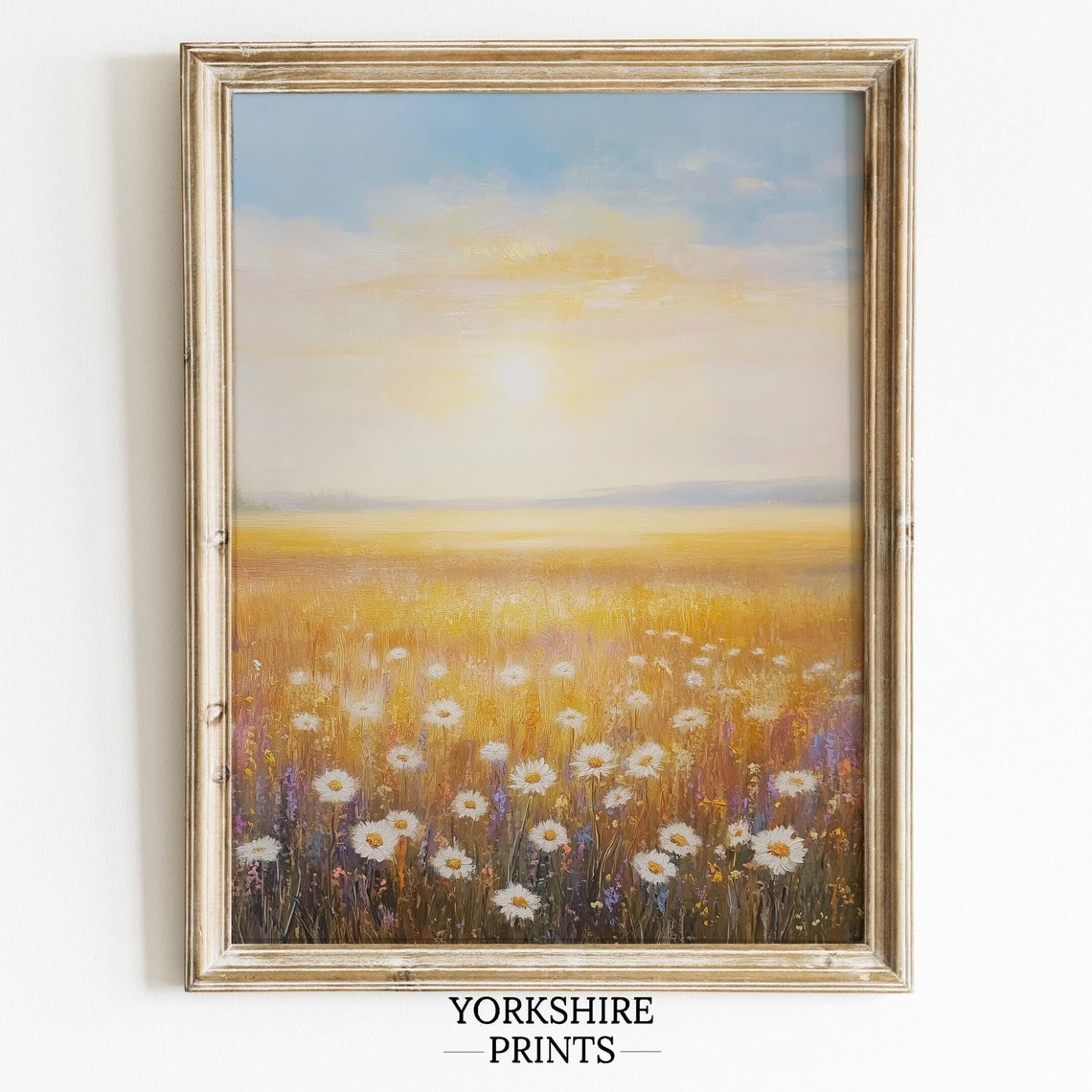 Wildflower Field Landscape Art Print Vintage Oil Painting Country Field Wall Art Field Oil Painting Wildflower Wall Art
