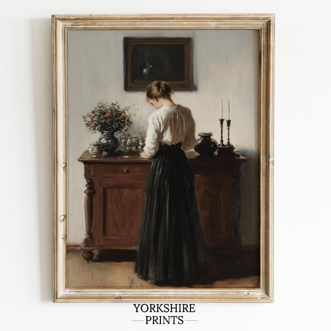 Vintage Woman Portrait Wall Art Moody Portrait Painting Woman Reading Art Print Moody Wall Art Light Academia Print Wall Art Print