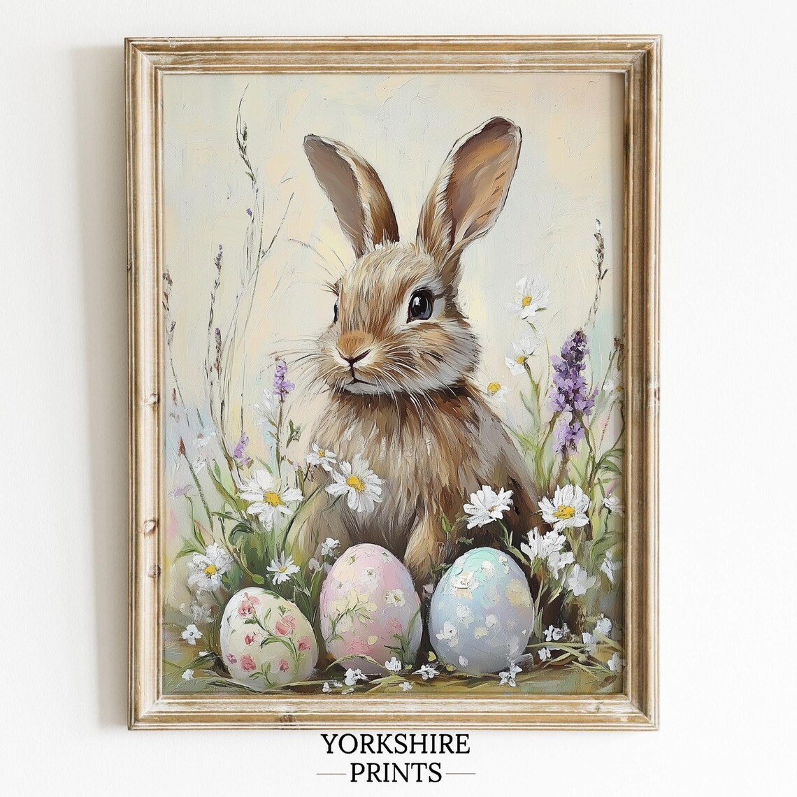 Easter Rabbit With Eggs, Vintage Animal Art Print