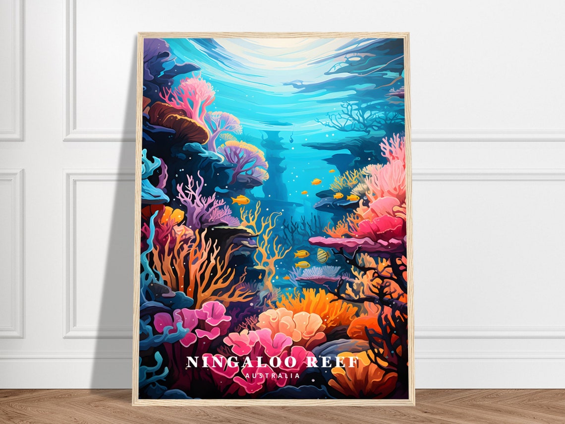 Ningaloo Reef Australia Vibrant Underwater Coral Reef Travel Poster