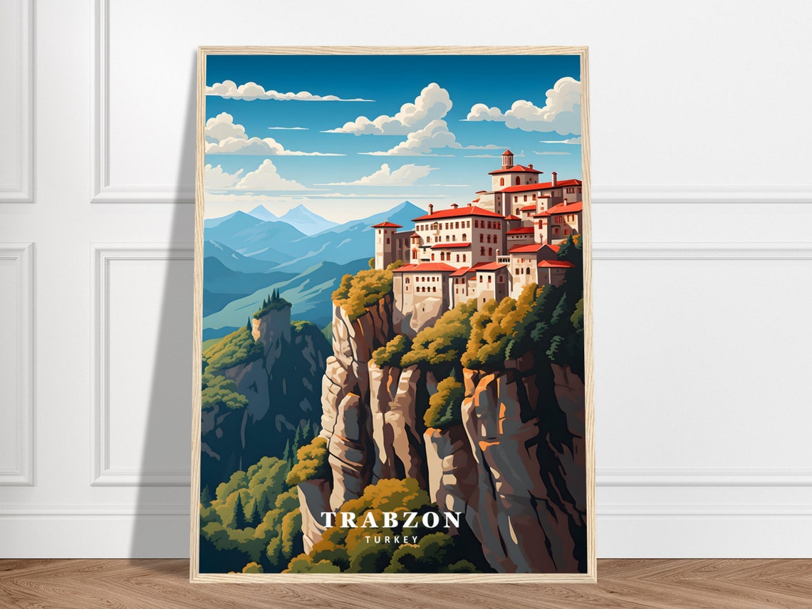 Trabzon Turkey Sumela Monastery Cliffside Vintage Travel Poster
