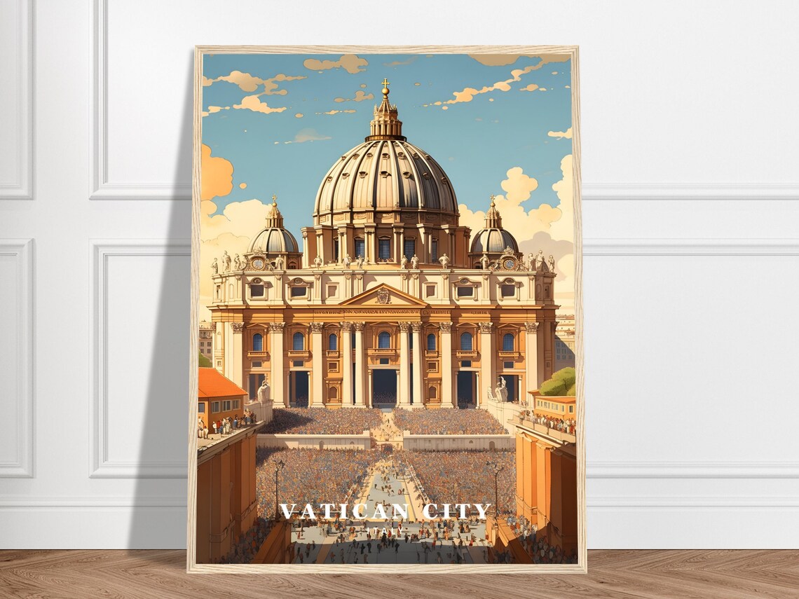 Vatican City Italy St Peters Basilica Grand Dome Travel Poster