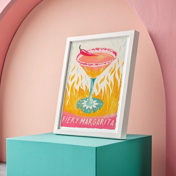 Watercolor Margarita Print, Bar Cart Cocktail Art