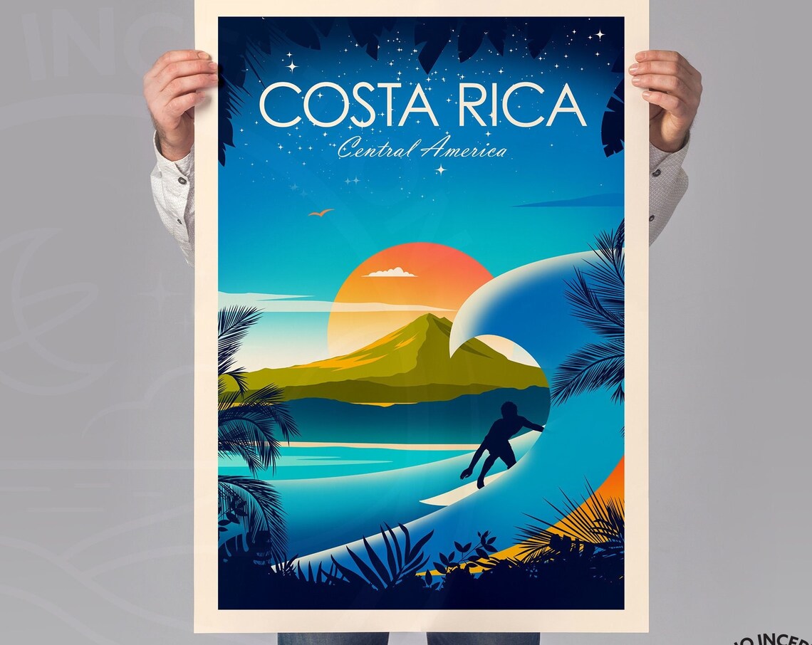 Costa Rica Surfing Travel Poster Art Print - Image 2