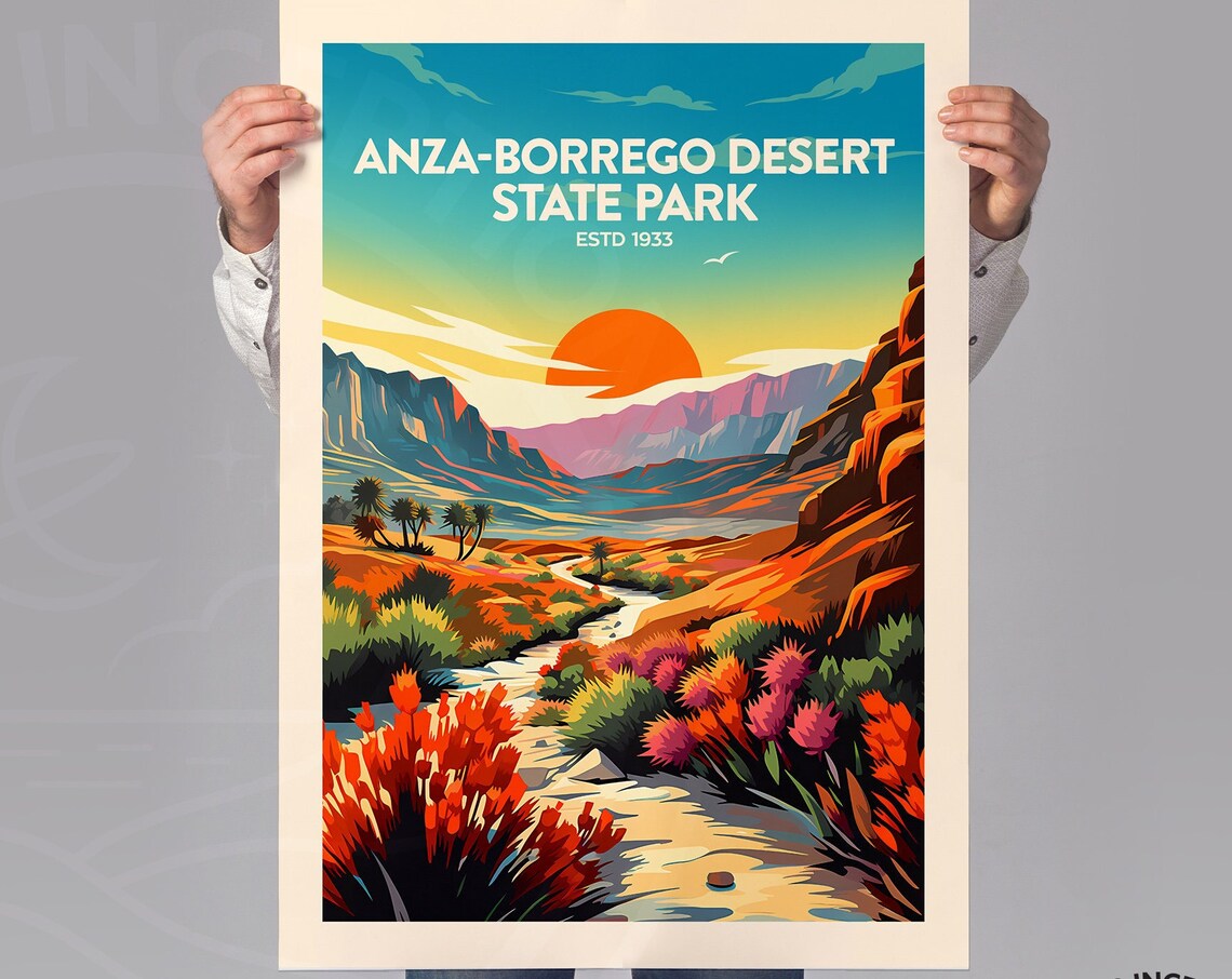 Anza Borrego Desert State Park Wildflower Sunset Travel Poster - Image 2