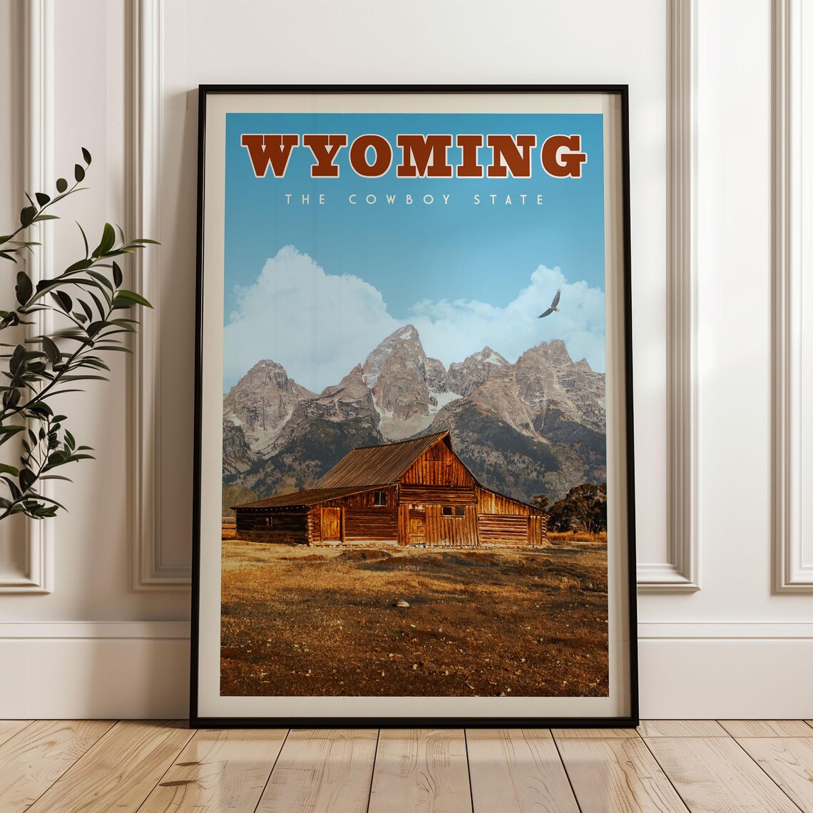 Wyoming Travel Poster, Vintage Yellowstone Landscape