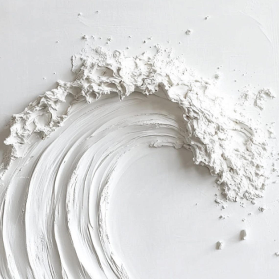 All White Ocean Wave Sculptural Texture Minimalist Art Poster - Image 2