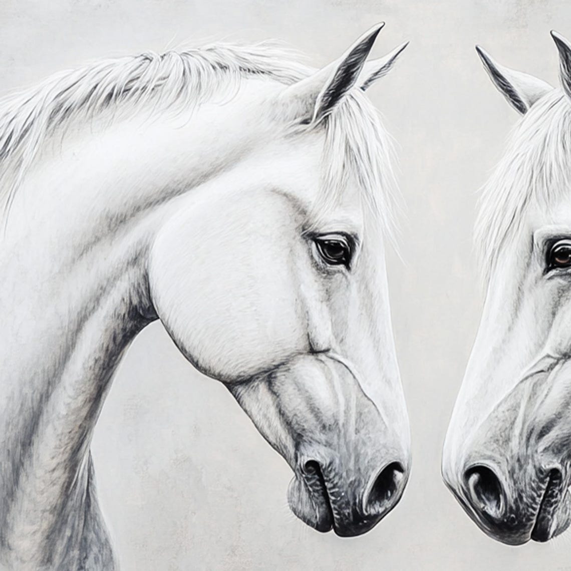 Original White Horse Oil Painting On Horse Wall Art Animal Wall Painting Horse Acrylic Painting Custom Painting Office Decor - Image 2