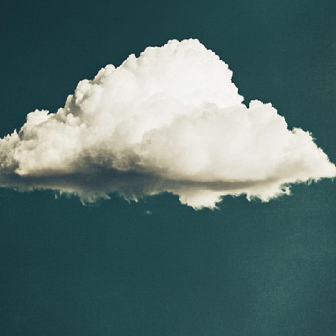 Fluffy White Cloud On Deep Green Sky Minimalist Art Wall Poster - Image 2