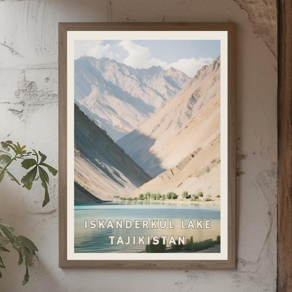 Iskanderkul Lake Tajikistan Poster Mountain Lake Print Scenic Tajikistan Wall Art Iskanderkul Nature Decor Central Asia Landscape Art