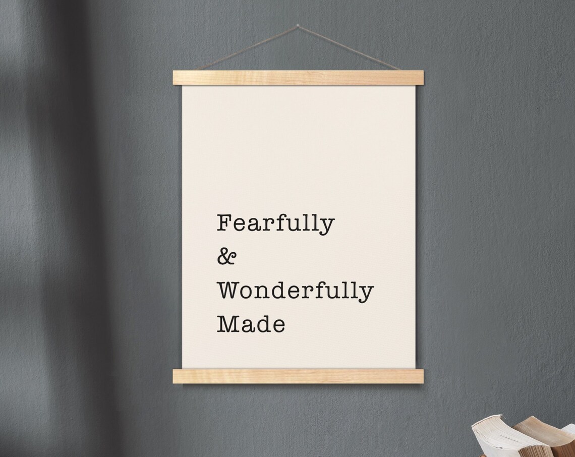 Fearfully And Wonderfully Made Psalm 13914 Hanging Canvas Bible Verse Wall Art Scripture Poster Minimalist Print