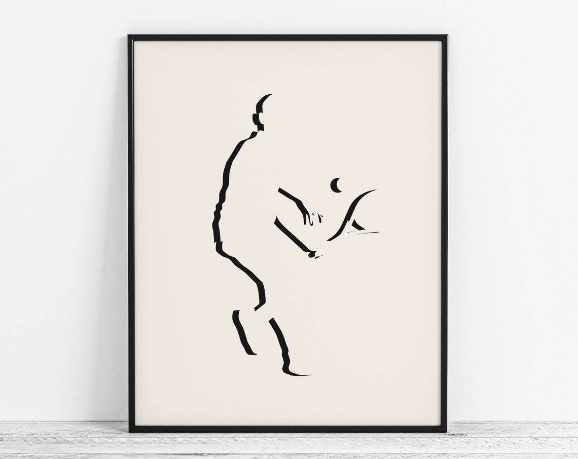 Minimalist Tennis Art Modern Poster Boy Player Gift Abstract Wall Sports Room Decor