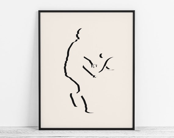 Minimalist Tennis Art Modern Poster Boy Player Gift Abstract Wall Sports Room Decor