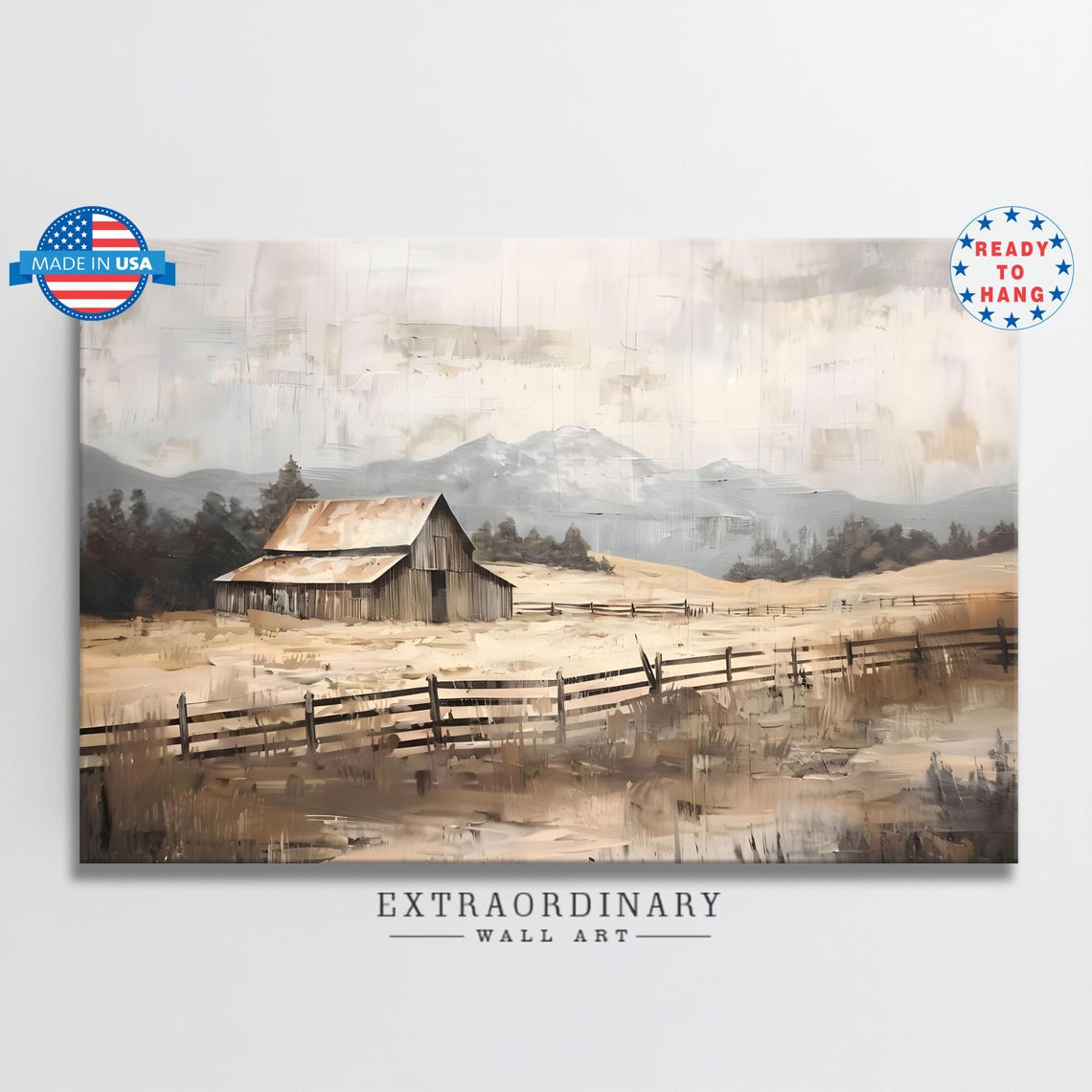 Old Barn With Golden Field And Weathered Wooden Fence Poster Art
