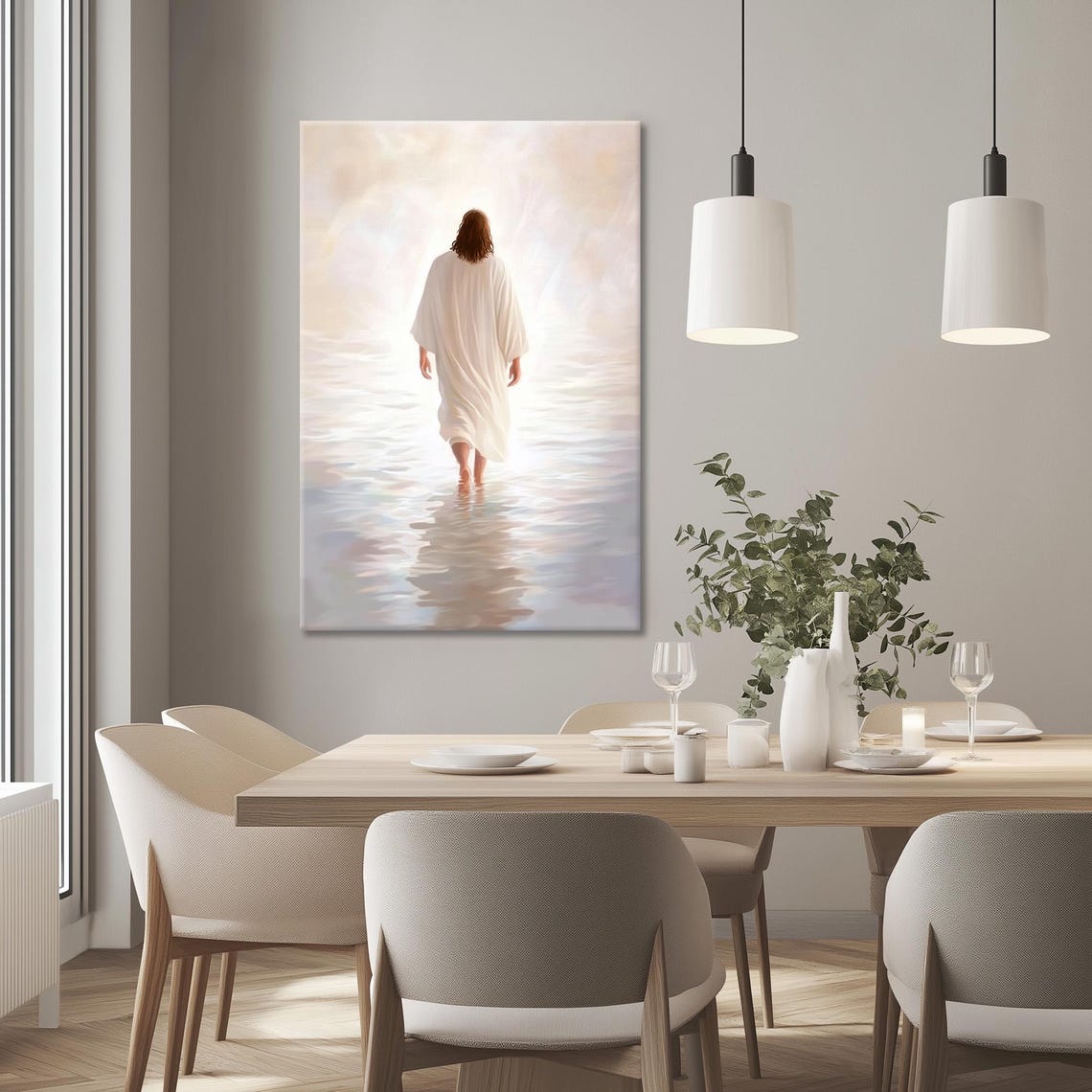 Jesus Walking On Glassy Water Into Pure White Heavenly Glow Poster - Image 3