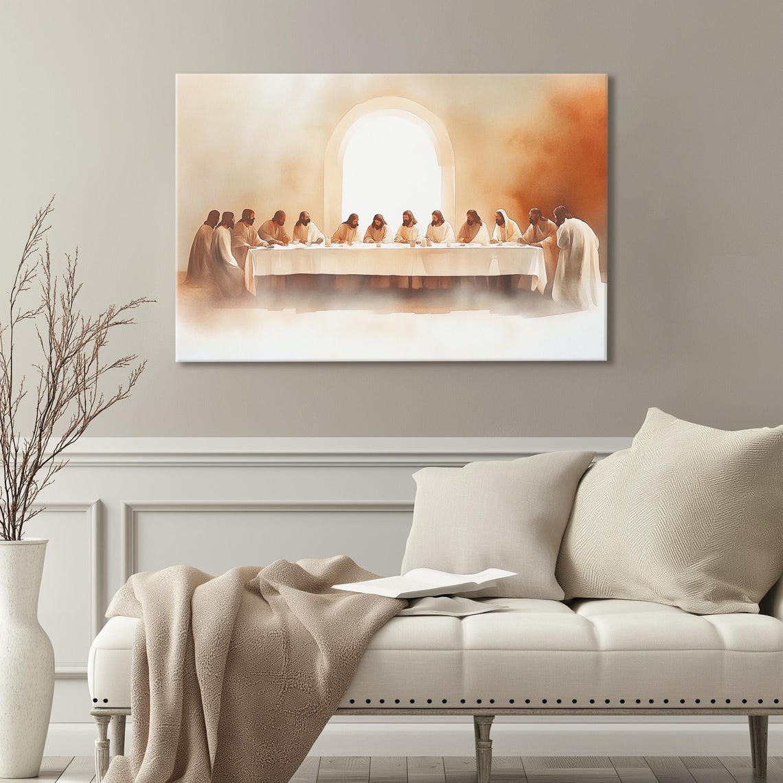 Last Supper Watercolor With Jesus And Twelve Disciples Poster - Image 3